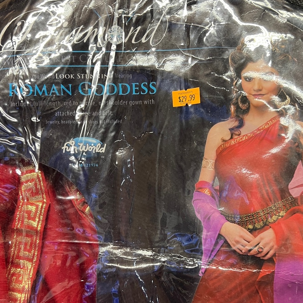Roman Goddess Costume with Red and Purple Drapes Ladies Small